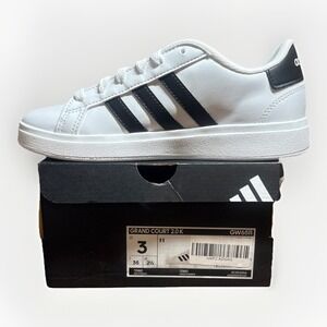 Unisex Kids adidas GRAND COURT 2.0 K Shoe GW6511 Color White/Black  sizes 3